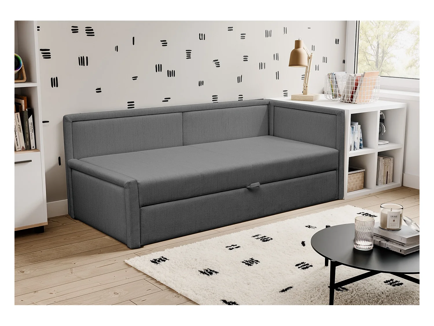 Lit gigogne pour adolescent - deux places - gris foncé - CAPRILI