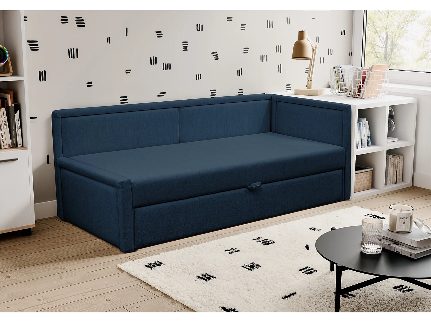 Lit gigogne pour adolescent - deux places - bleu marine - CAPRILI