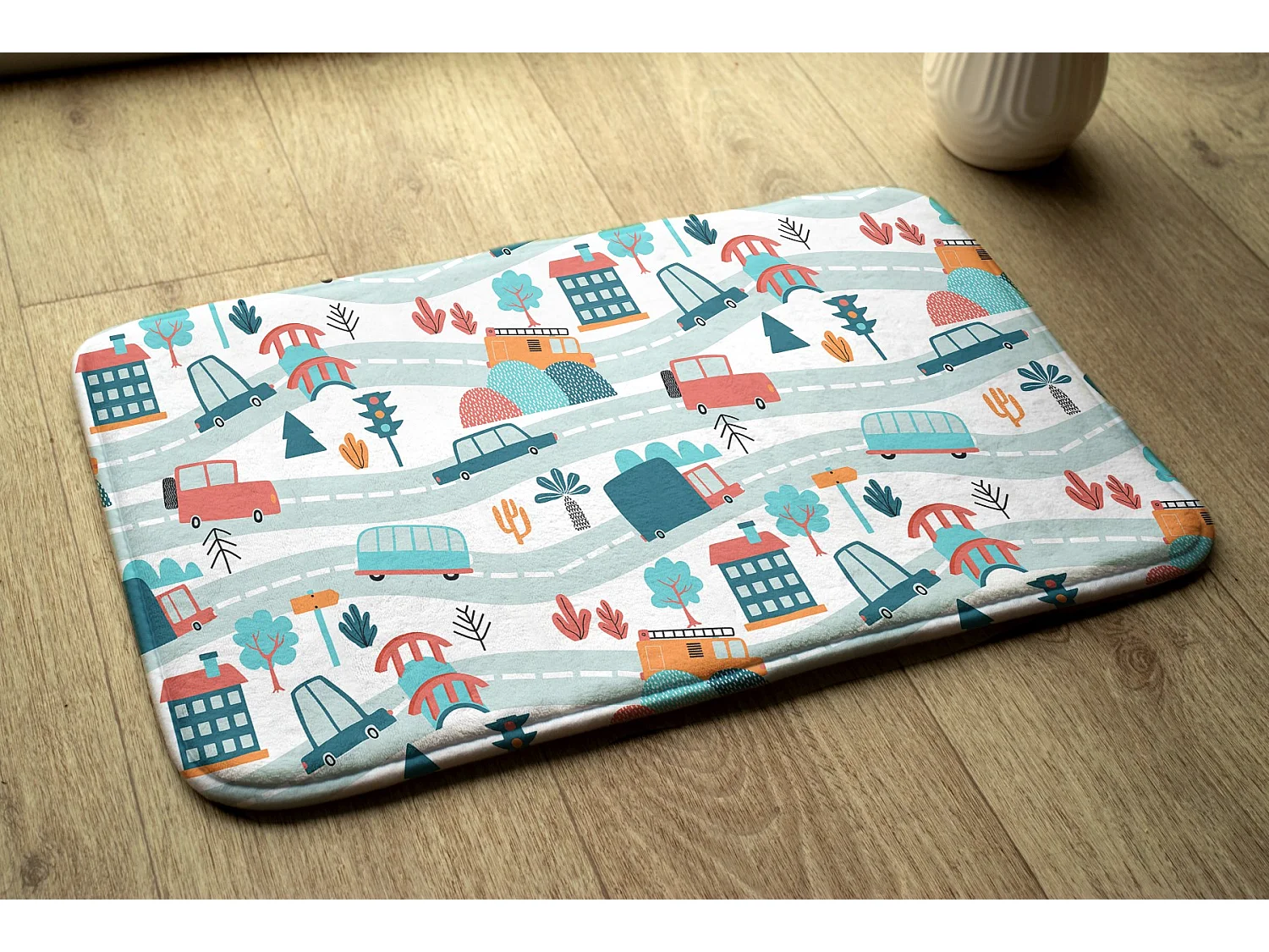 Kinderteppich, 75x45 cm Autos auf der Straße Kinderteppich, für Kinderzimmer