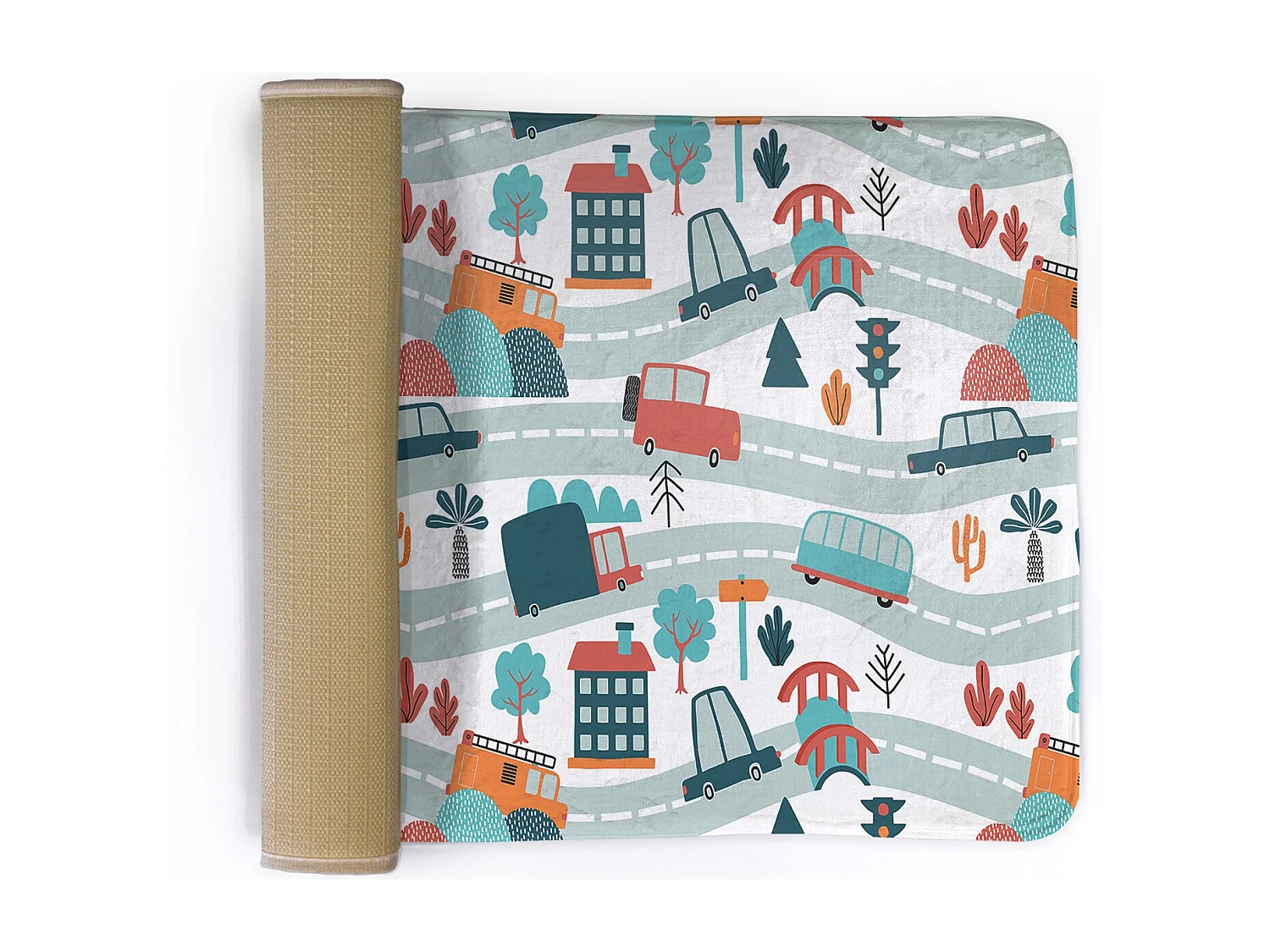 Kinderteppich, 75x45 cm Autos auf der Straße Kinderteppich, für Kinderzimmer