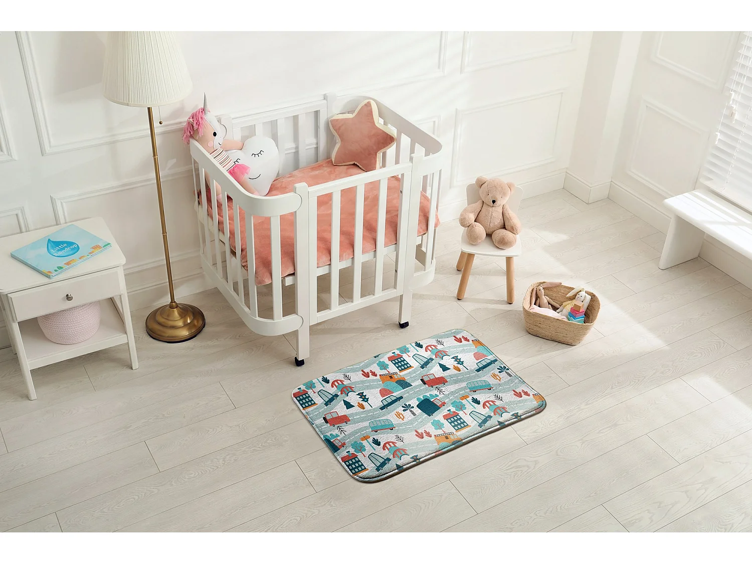 Tapis enfant, 90x60 cm Voitures sur la route Tapis pour enfants, pour chambre d'enfant
