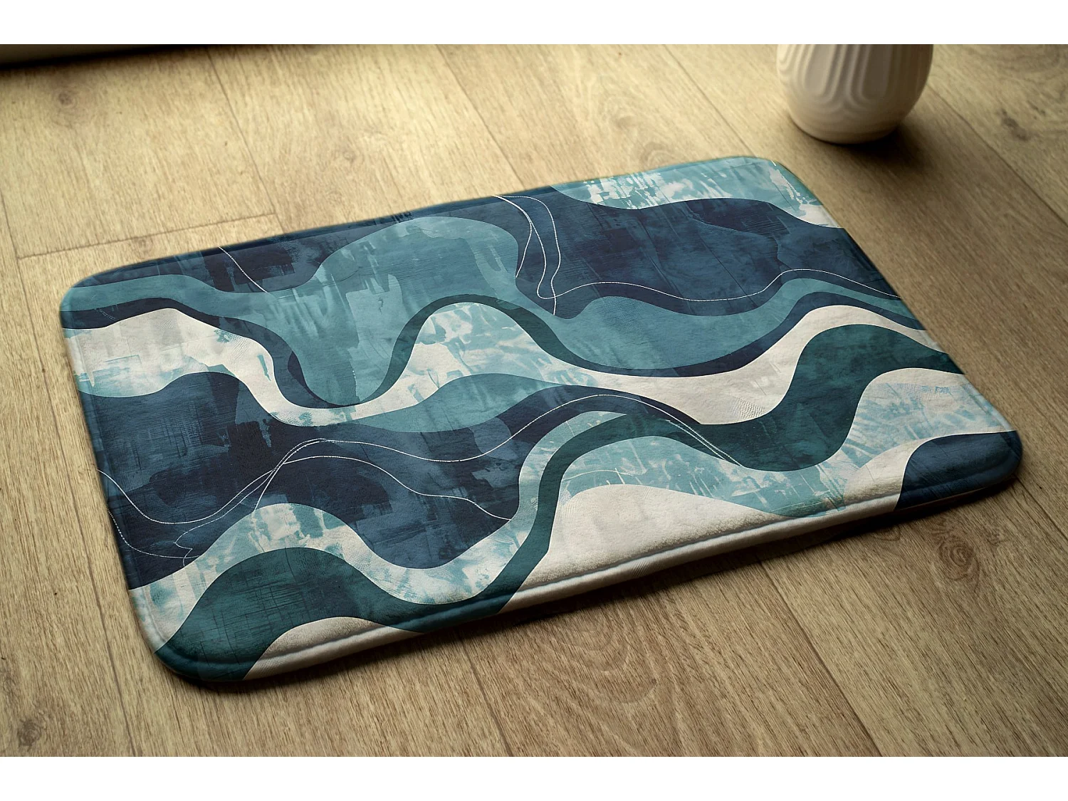 Teppich für das Schlafzimmer, 90x60 cm Abstrakte Wellen Trendiger Teppich für das Schlafzimmer oder Wohnzimmer.