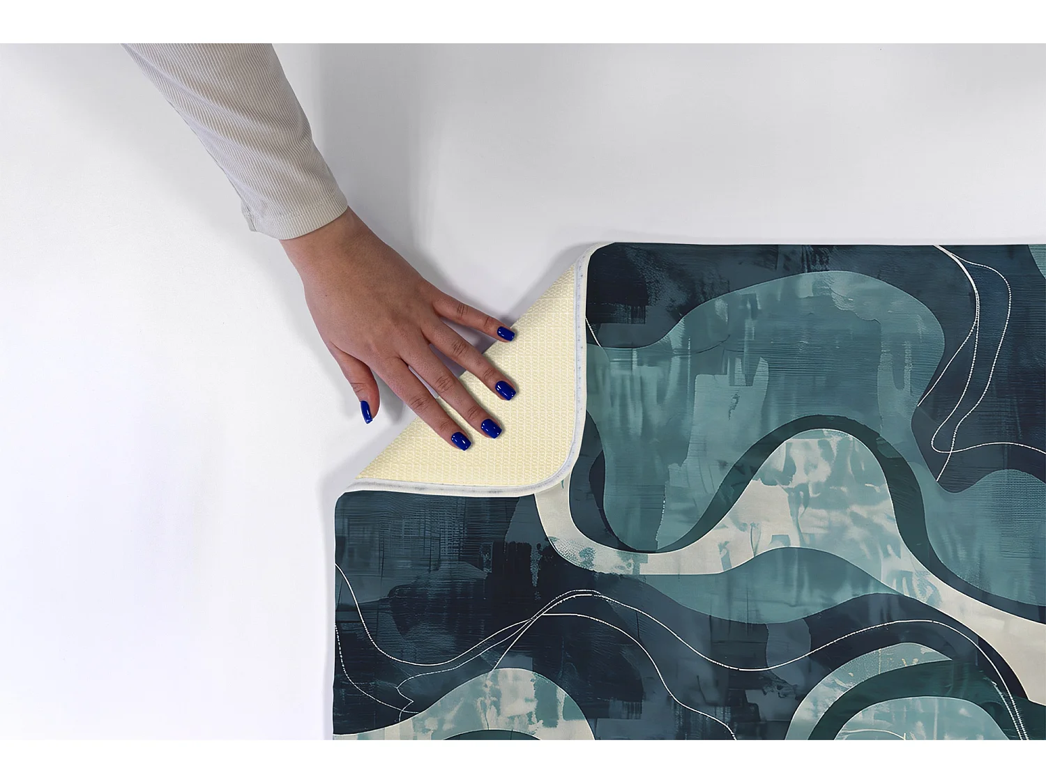 Teppich für das Schlafzimmer, 90x60 cm Abstrakte Wellen Trendiger Teppich für das Schlafzimmer oder Wohnzimmer.