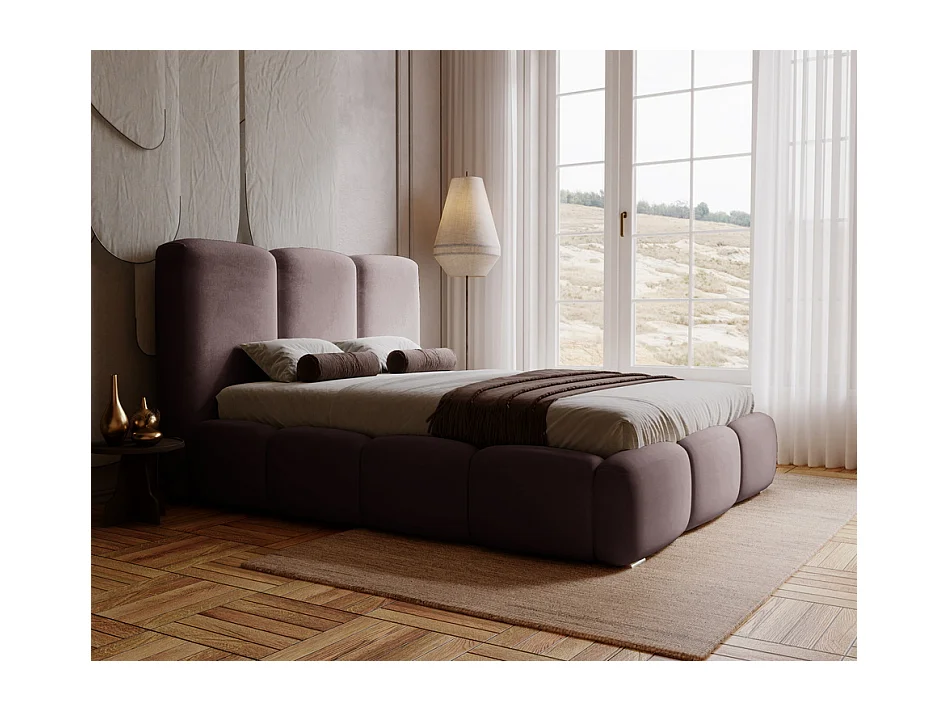 Emporius Lit adulte 200x200 cm Merkad - Lit Double 200x200 avec Rangement - Lit Adulte avec Tete de Lit - Brun (Magic Velvet 2205)