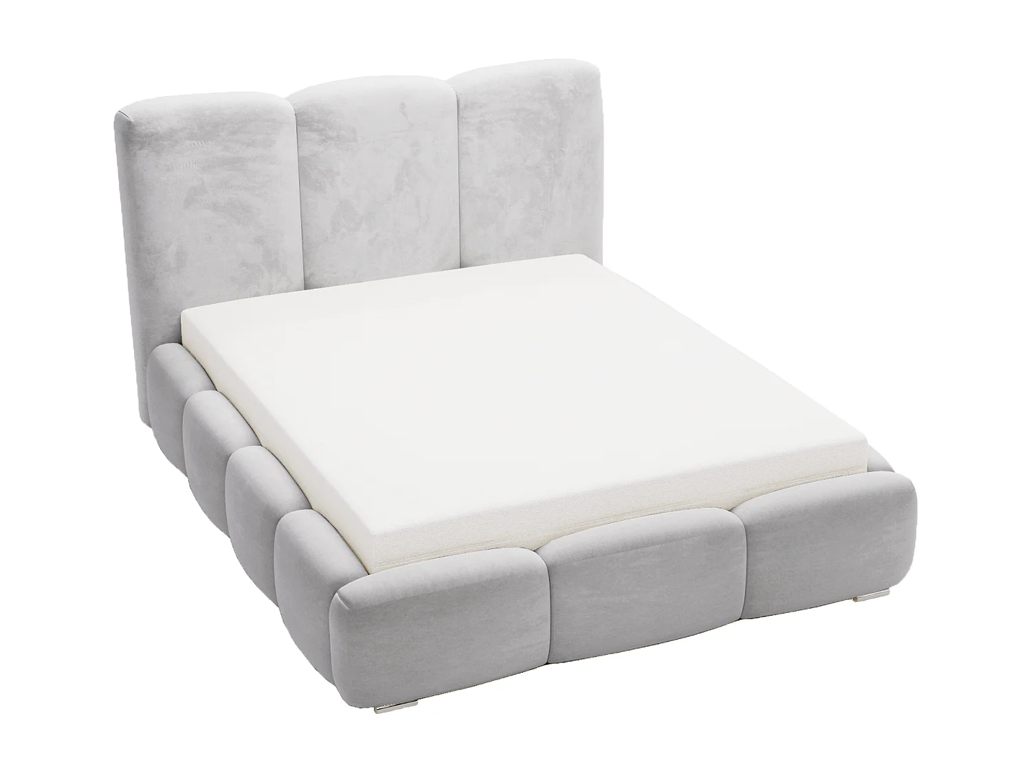 Emporius Lit adulte 200x200 cm Merkad - Lit Double 200x200 avec Rangement - Lit Adulte avec Tete de Lit - Gris clair (Magic Velvet 2218)