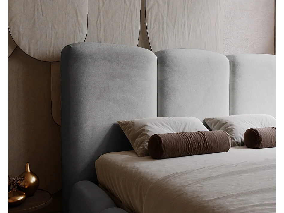 Emporius Lit adulte 180x200 cm Merkad - Lit Double 180x200 avec Rangement - Lit Adulte avec Tete de Lit - Gris (Magic Velvet 2217)