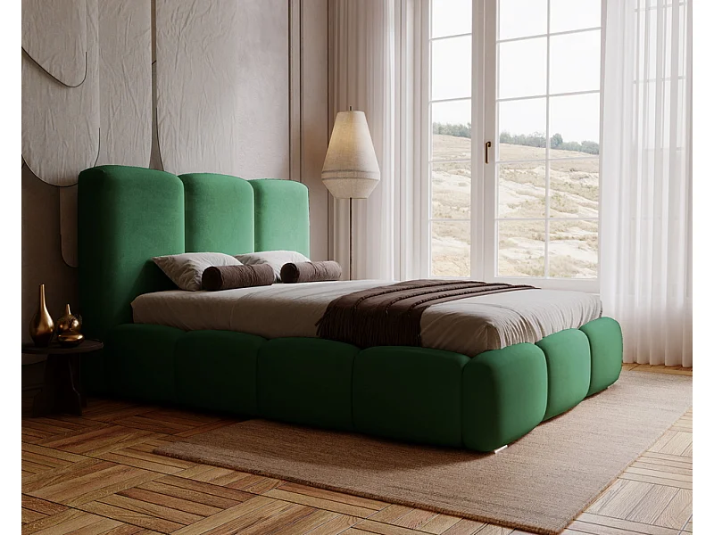 Emporius Lit adulte 200x200 cm Merkad - Lit Double 200x200 avec Rangement - Lit Adulte avec Tete de Lit - Vert (Magic Velvet 2225)