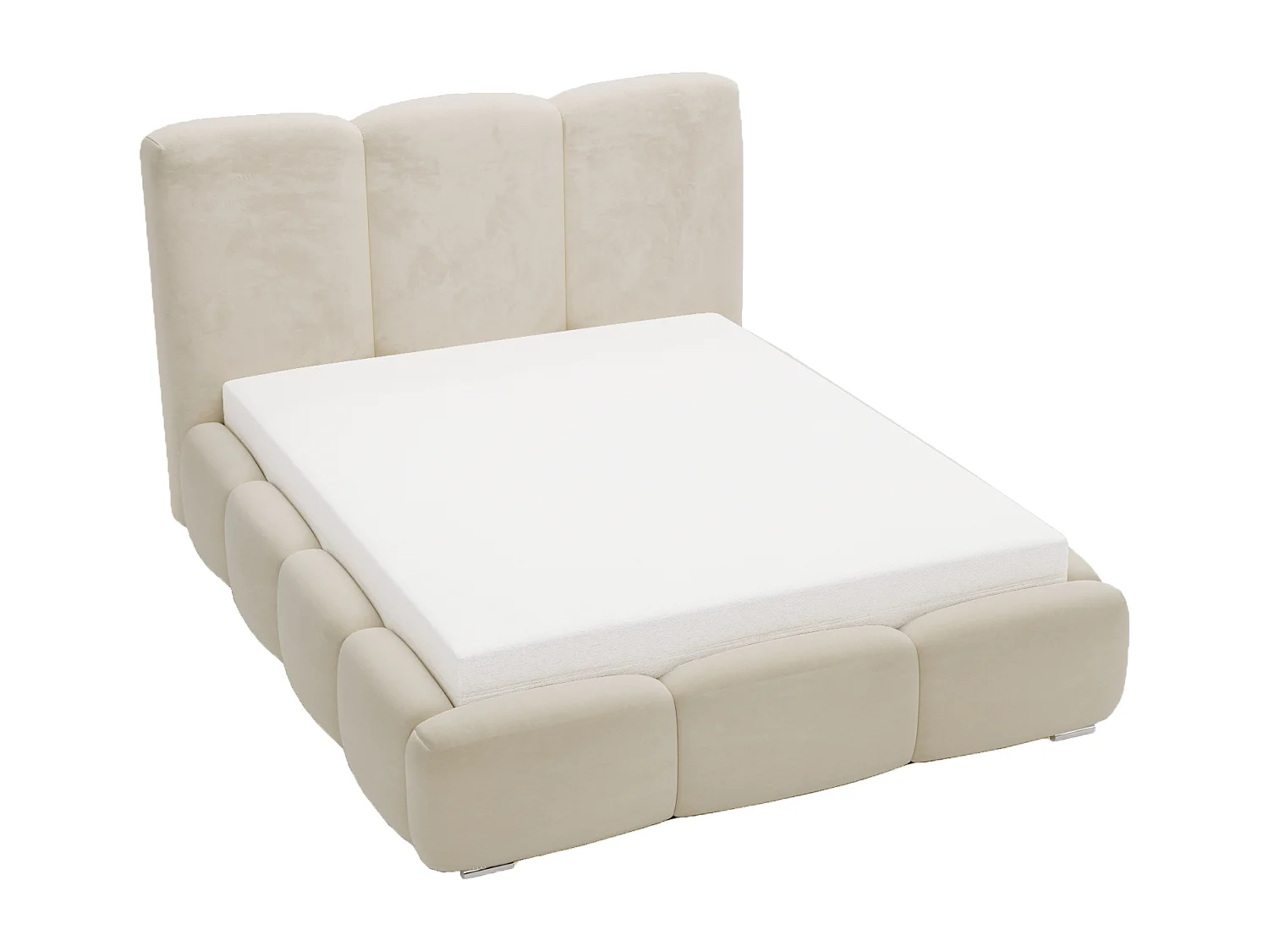 Emporius Lit adulte 180x200 cm Merkad - Lit Double 180x200 avec Rangement - Lit Adulte avec Tete de Lit - Beige (Magic Velvet 2201)