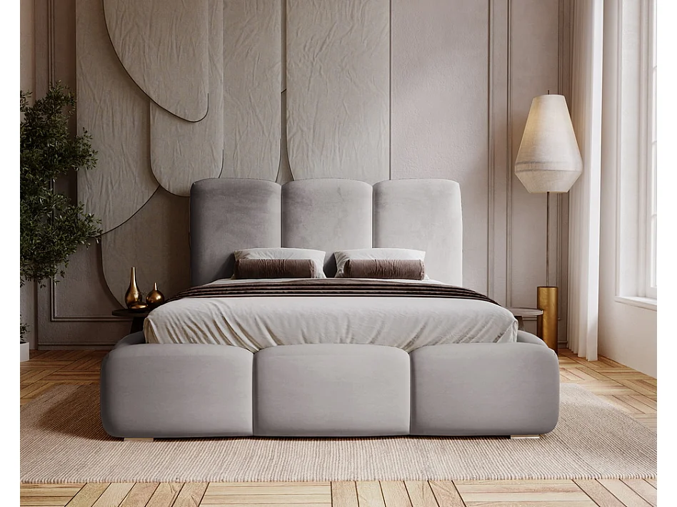 Emporius Lit adulte 200x200 cm Merkad - Lit Double 200x200 avec Rangement - Lit Adulte avec Tete de Lit - Gris (Magic Velvet 2217)