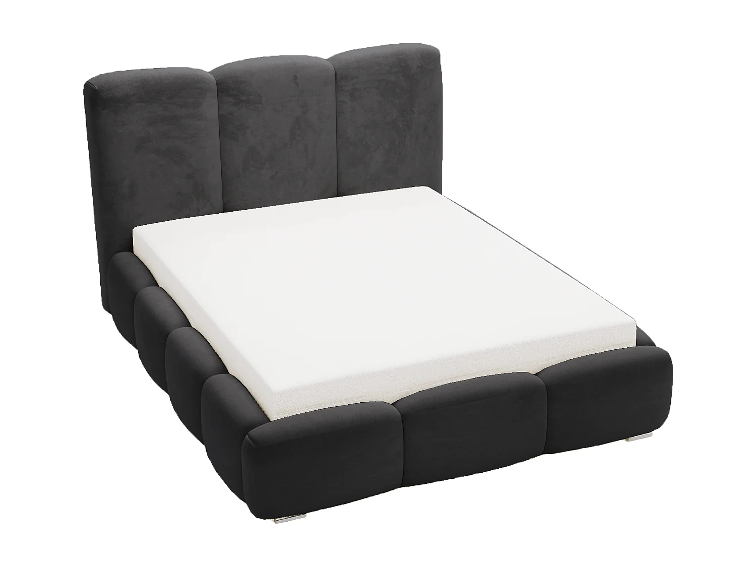 Emporius Lit adulte 140x200 cm Merkad - Lit Double 140x200 avec Rangement - Lit Adulte avec Tete de Lit - Noir (Magic Velvet 2219)