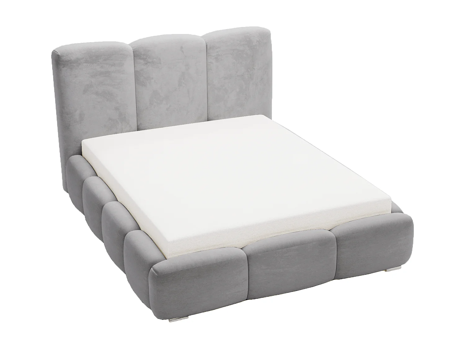 Emporius Lit adulte 140x200 cm Merkad - Lit Double 140x200 avec Rangement - Lit Adulte avec Tete de Lit - Gris (Magic Velvet 2217)