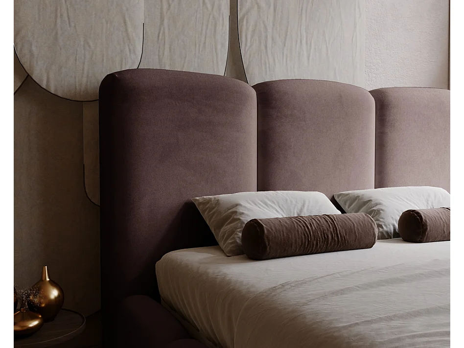 Emporius Lit adulte 180x200 cm Merkad - Lit Double 180x200 avec Rangement - Lit Adulte avec Tete de Lit - Brun (Magic Velvet 2205)