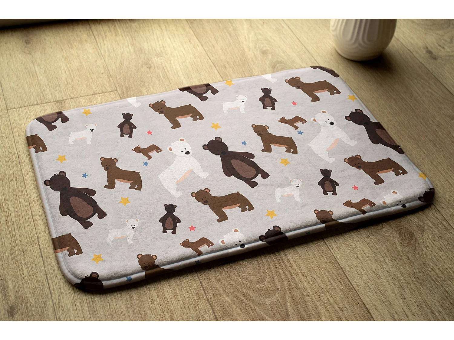 Tapis enfant, 75x45 cm Ours et étoiles Tapis enfant, pour chambre d'enfant