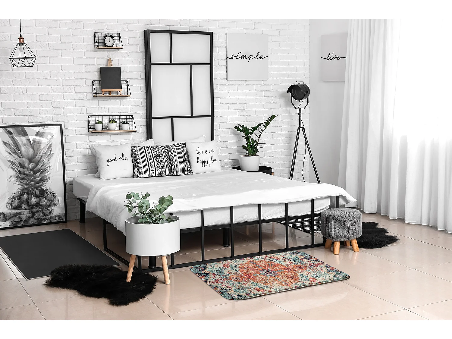 Tapis pour la chambre, 75x45 cm. Motif sur le tapis Tapis tendance pour la chambre ou le salon.