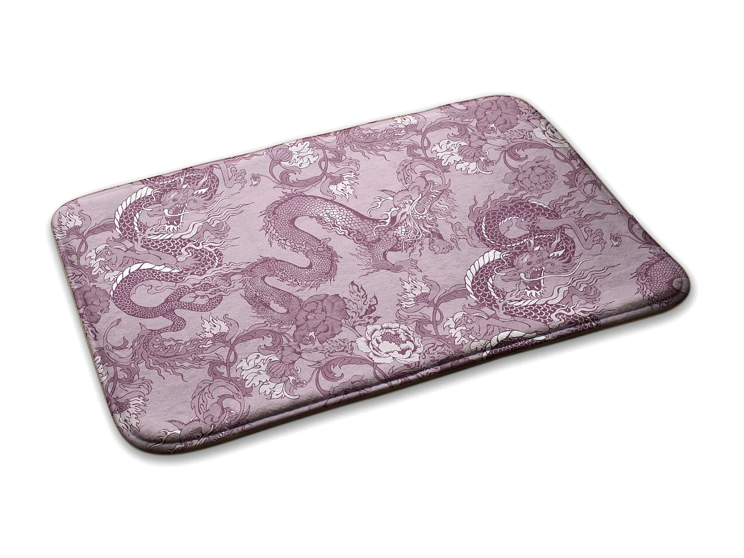 Tapis de chambre, 90x60 cm Dragons et fleurs Tapis tendance pour une chambre ou un salon.