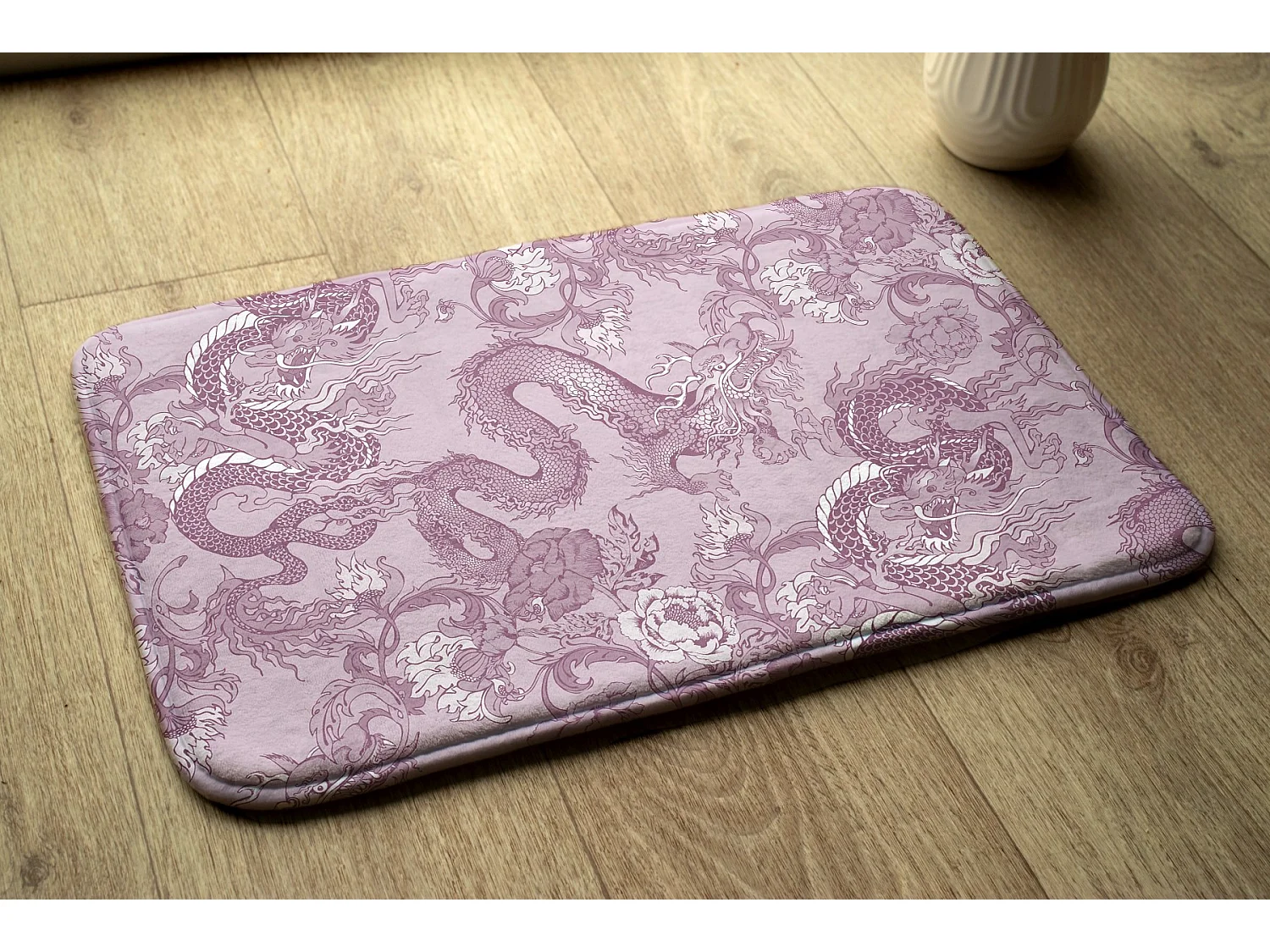 Tapis de chambre, 90x60 cm Dragons et fleurs Tapis tendance pour une chambre ou un salon.