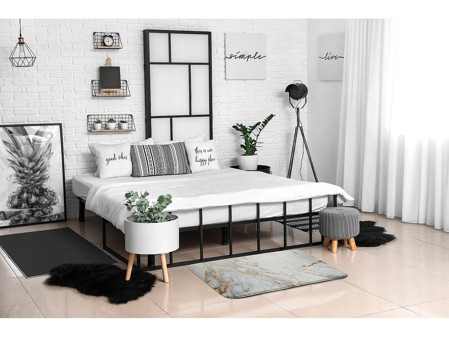 Tapis pour la chambre, 75x45 cm Marbre avec veines Tapis tendance pour la chambre ou le salon.