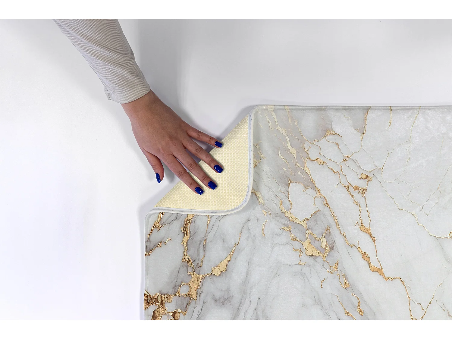 Tapis pour la chambre, 75x45 cm Marbre avec veines Tapis tendance pour la chambre ou le salon.