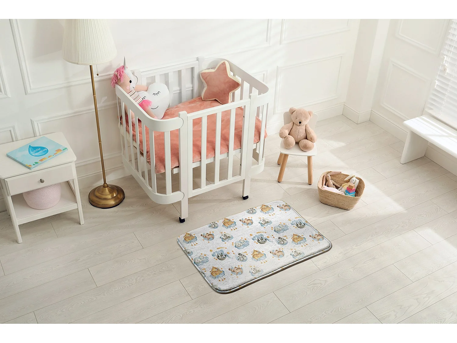 Tapis enfant, 90x60 cm Animaux endormis Tapis enfant, pour chambre d'enfant