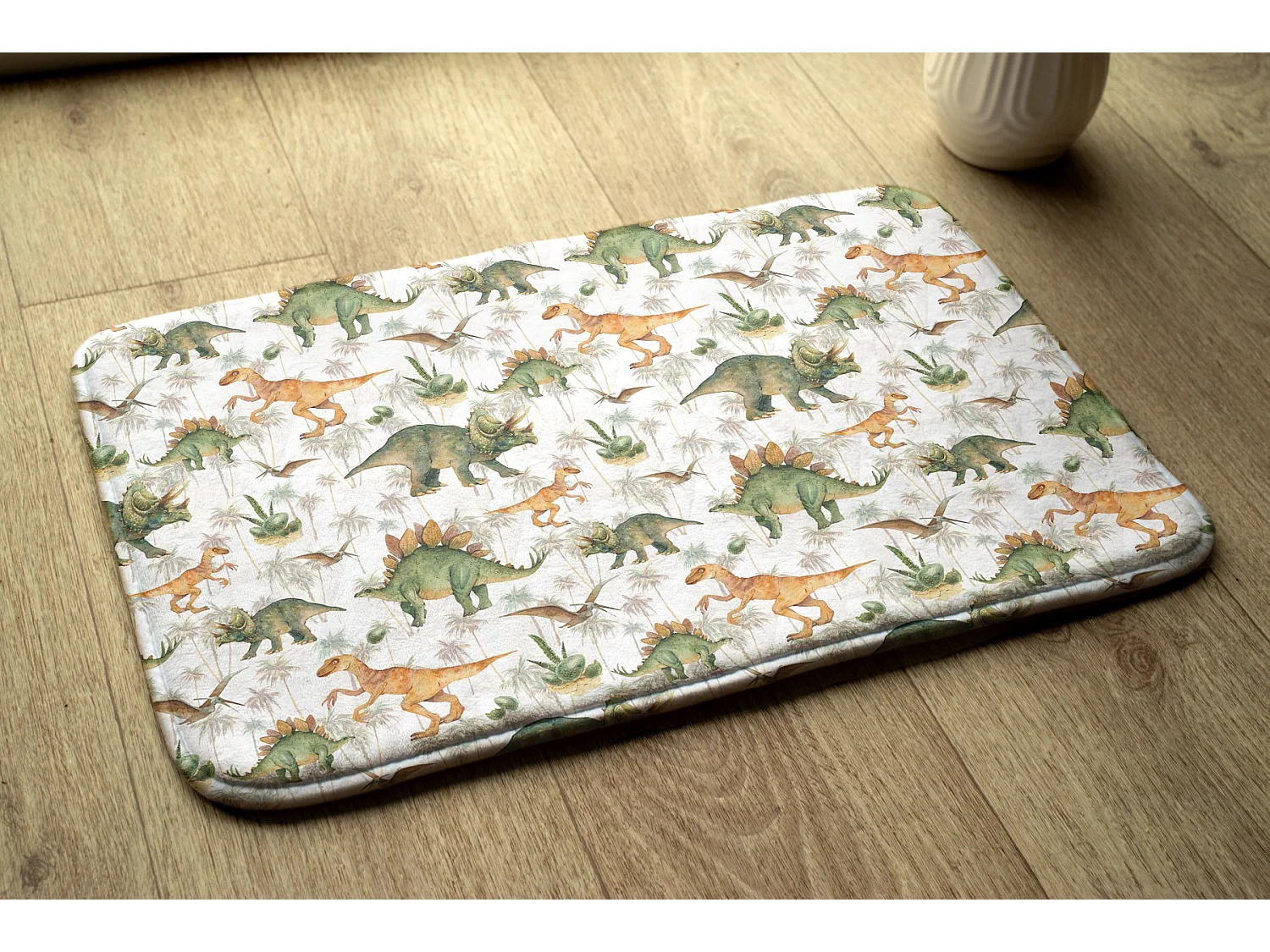 Tapis enfant, 75x45 cm Dinosaures et plantes Tapis enfant, pour chambre d'enfant