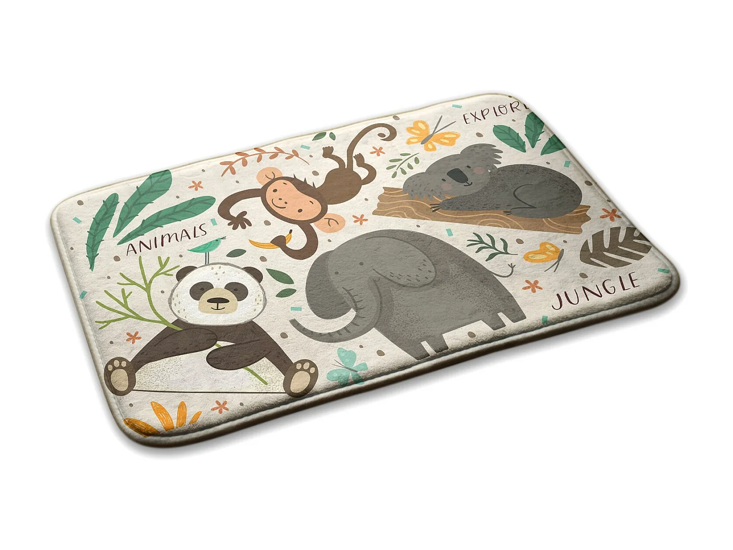 Tapis enfant, 75x45 cm Animaux de la jungle Tapis enfant, pour chambre d'enfant