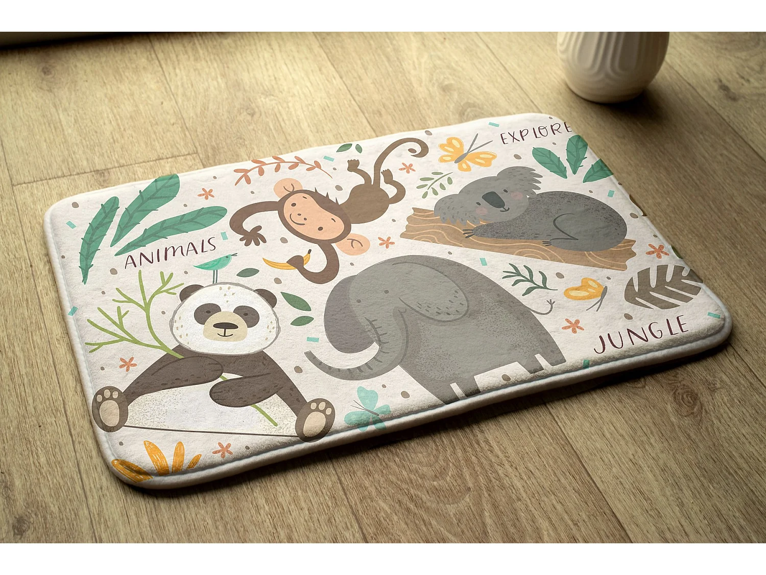 Tapis enfant, 75x45 cm Animaux de la jungle Tapis enfant, pour chambre d'enfant