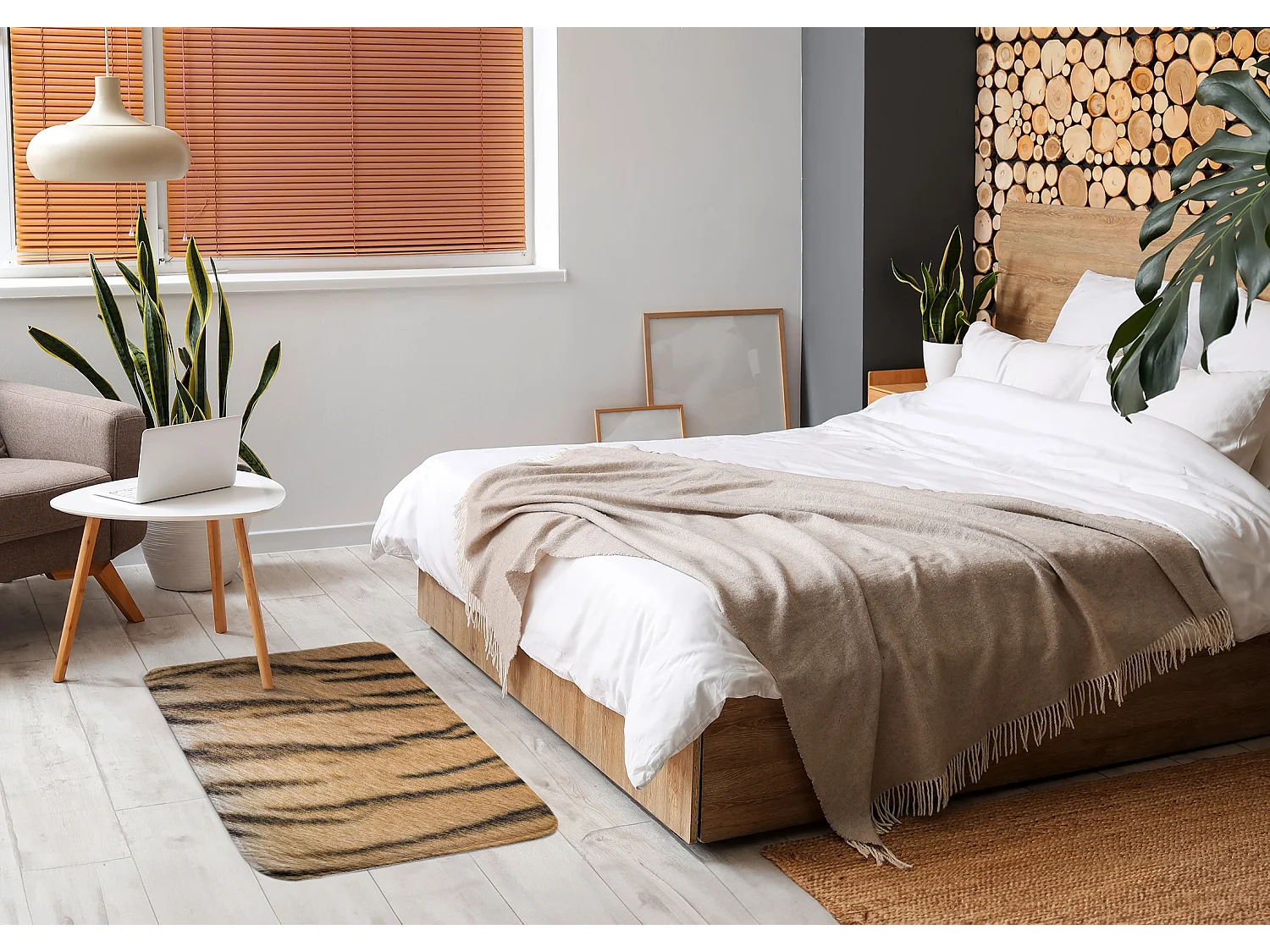 Tapis de chambre, 75x45 cm Fourrure de Tigre Tapis tendance pour une chambre ou un salon.