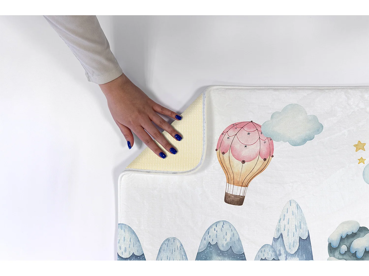 Tapis enfant, 75x45 cm Ballons au-dessus des montagnes Tapis enfant, pour chambre d'enfant