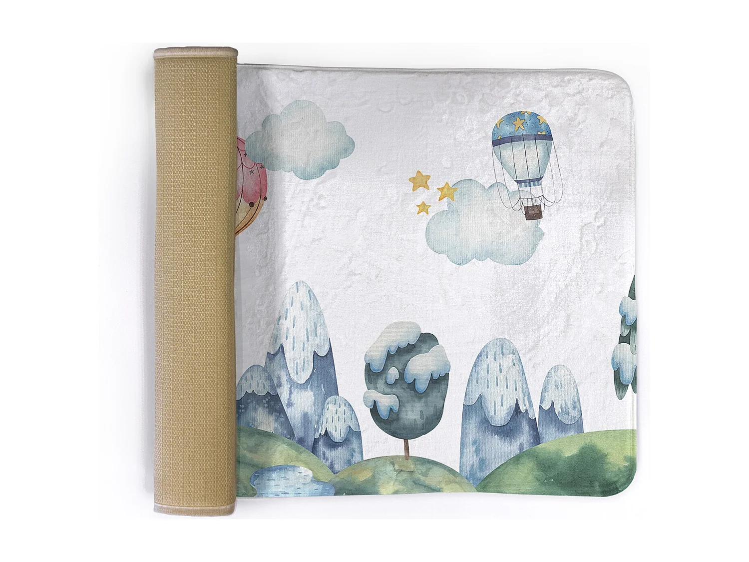 Tapis enfant, 75x45 cm Ballons au-dessus des montagnes Tapis enfant, pour chambre d'enfant