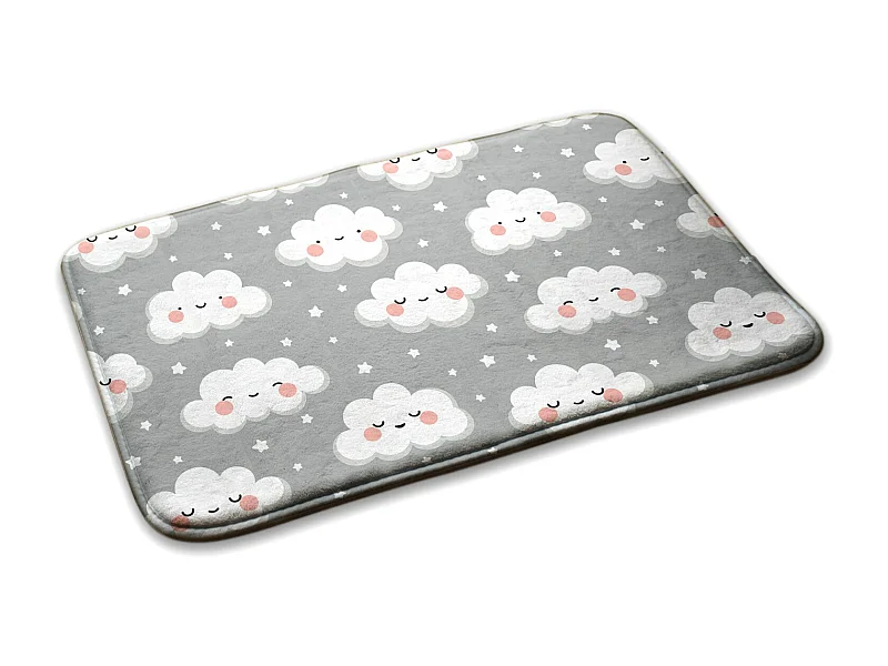 Tapis enfant, 75x45 cm Nuages ​​avec étoiles Tapis enfant, pour une chambre d'enfant