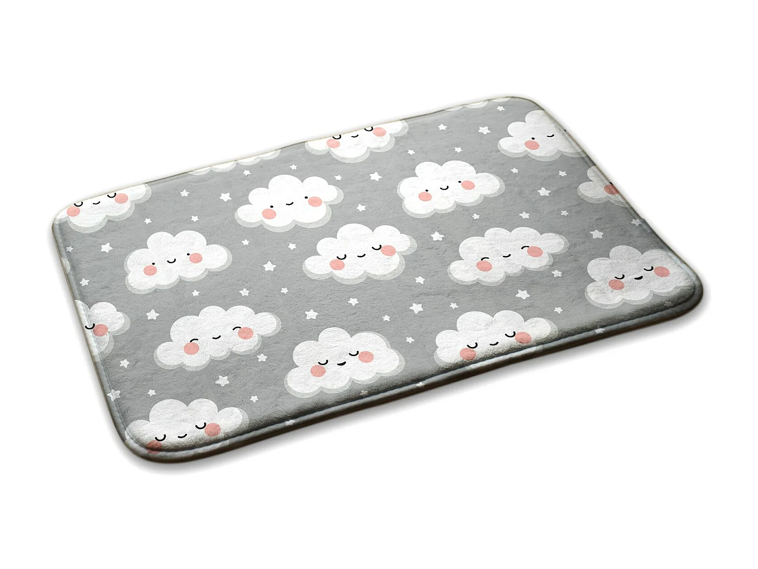 Tapis enfant, 75x45 cm Nuages ​​avec étoiles Tapis enfant, pour une chambre d'enfant