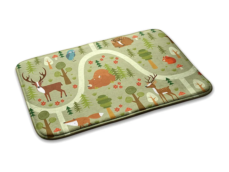 Tapis enfant, 90x60 cm Animaux dans la forêt Tapis enfant, pour une chambre d'enfant