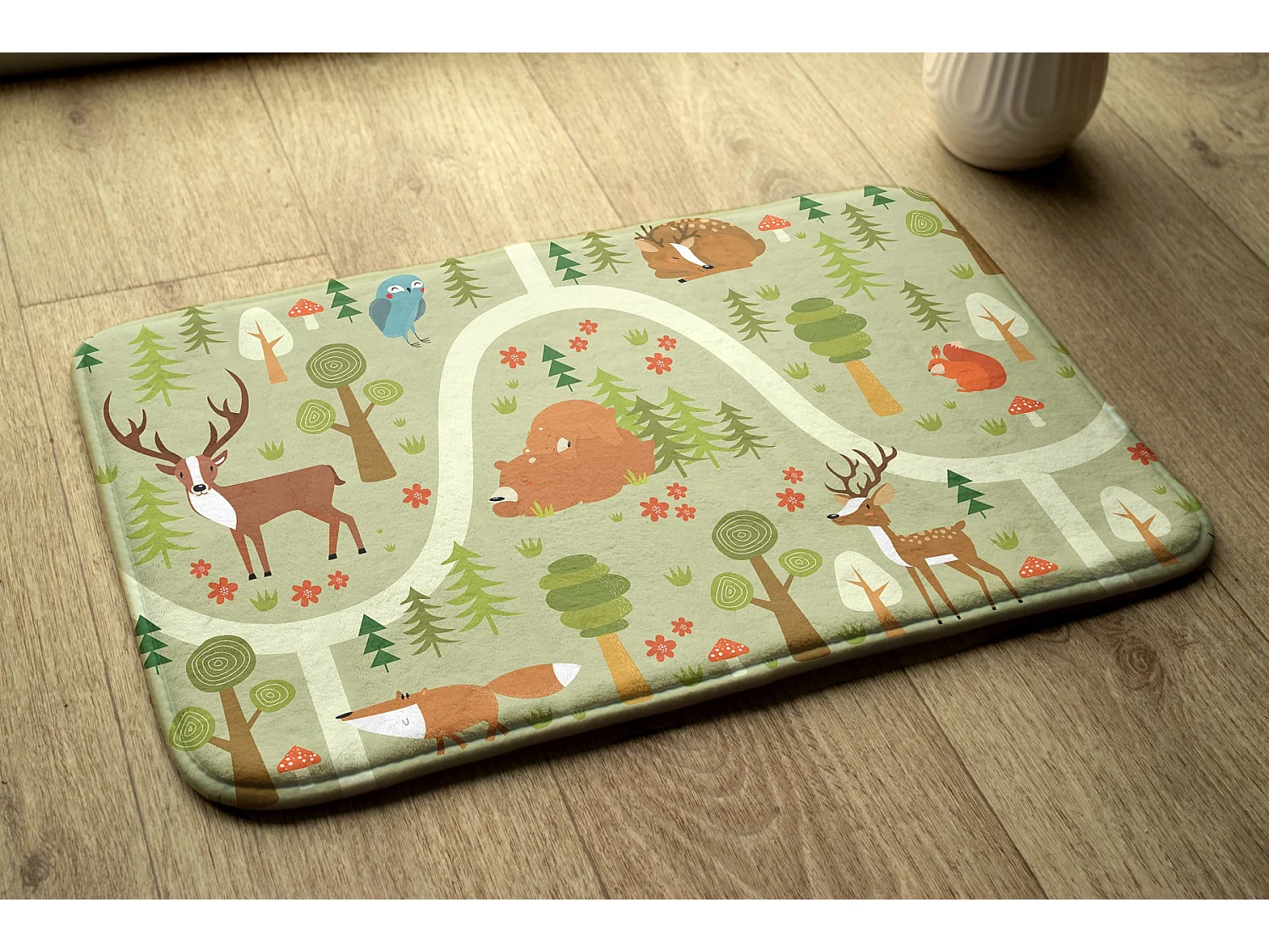 Kinderteppich, 90x60 cm Tiere im Wald Kinderteppich, für ein Kinderzimmer