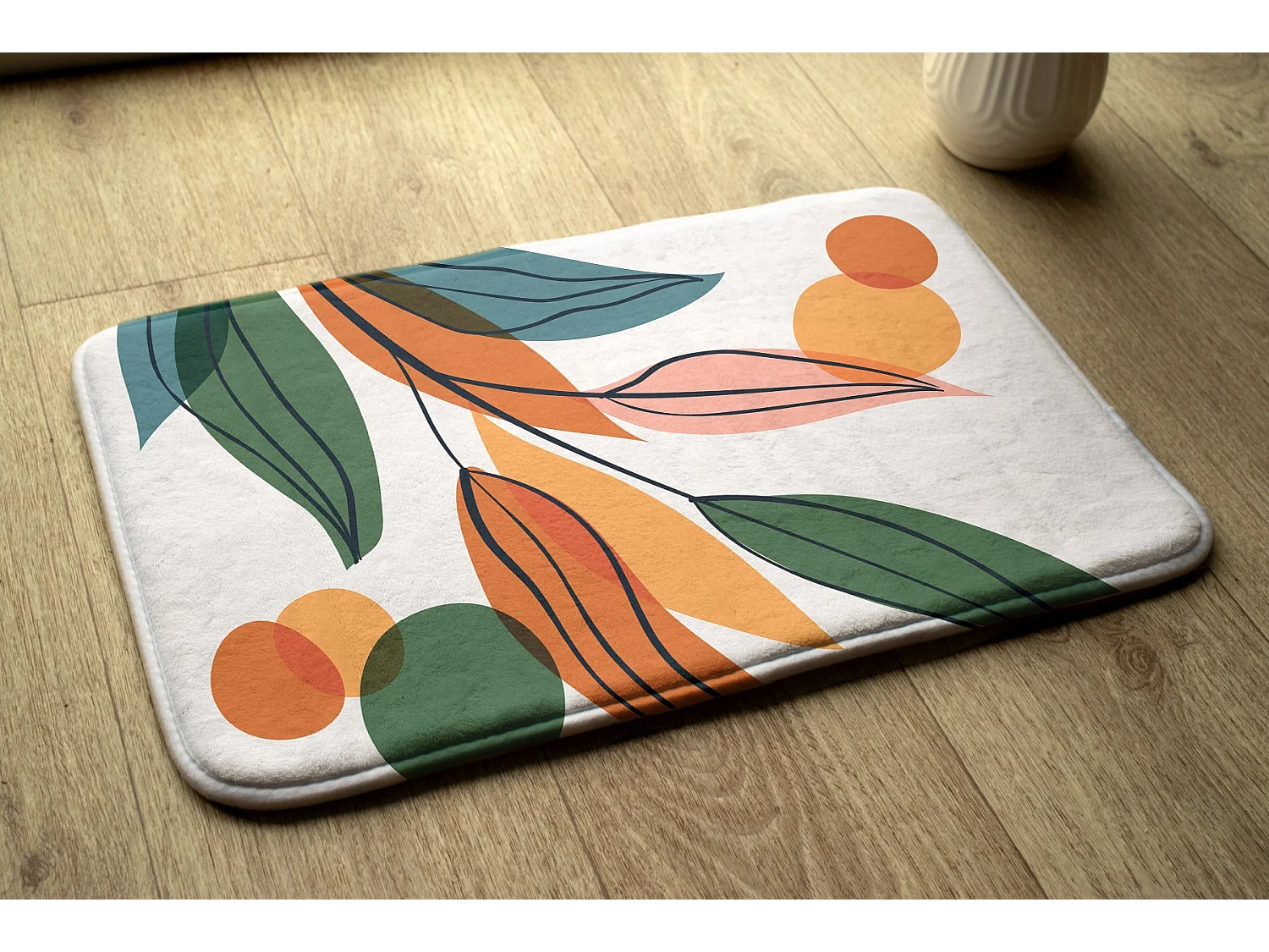 Tapis pour la chambre, 75x45 cm Feuilles abstraites Tapis tendance pour la chambre ou le salon.