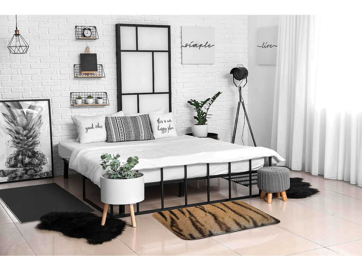 Tapis de chambre, 90x60 cm Fourrure de Tigre Tapis tendance pour une chambre ou un salon.