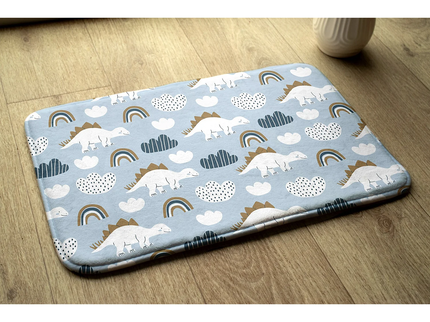 Tapis enfant, 75x45 cm Dinosaures et nuages ​​Tapis enfant, pour une chambre d'enfant