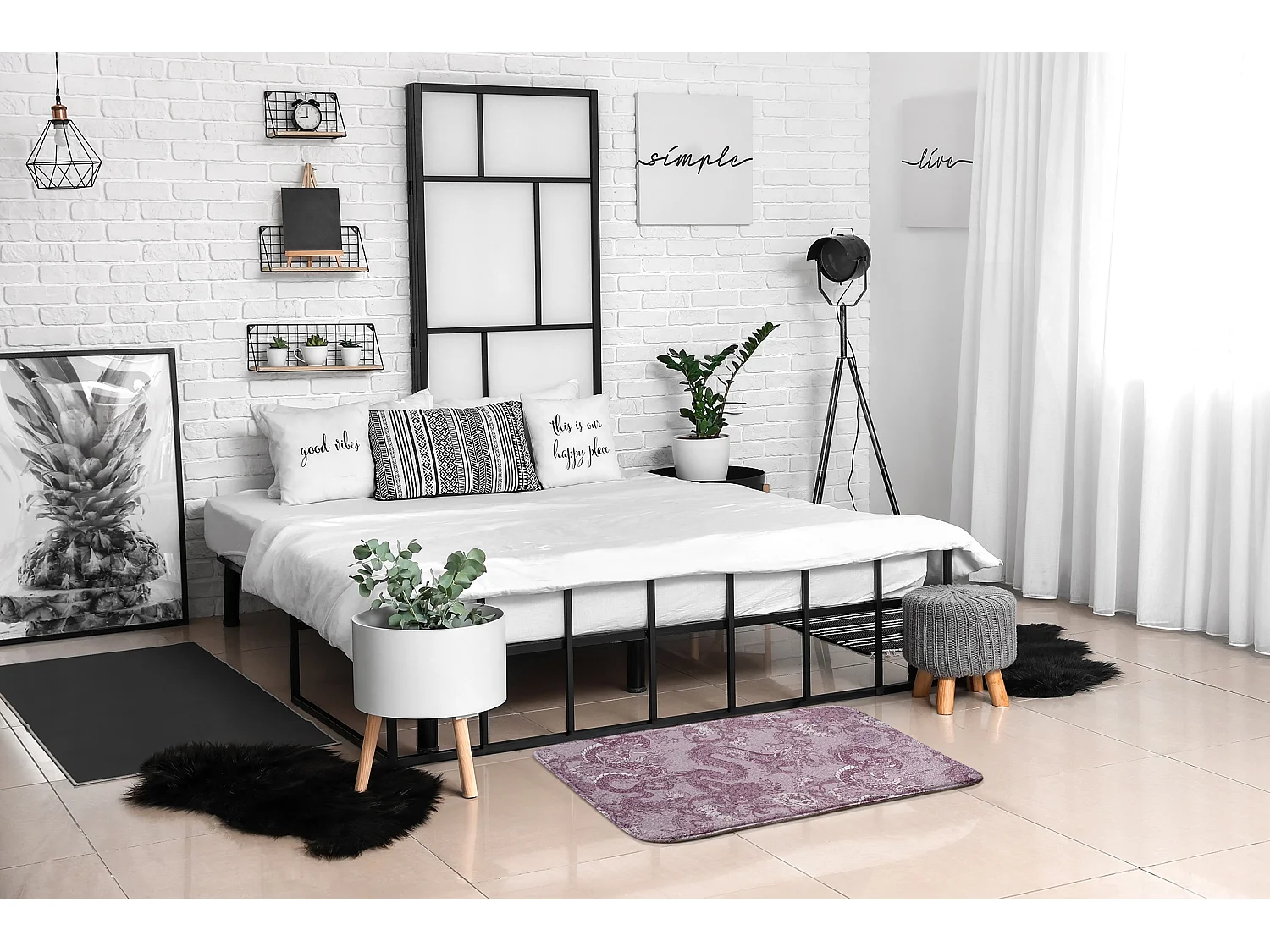 Tapis de chambre, 75x45 cm Dragons et fleurs Tapis tendance pour une chambre ou un salon.