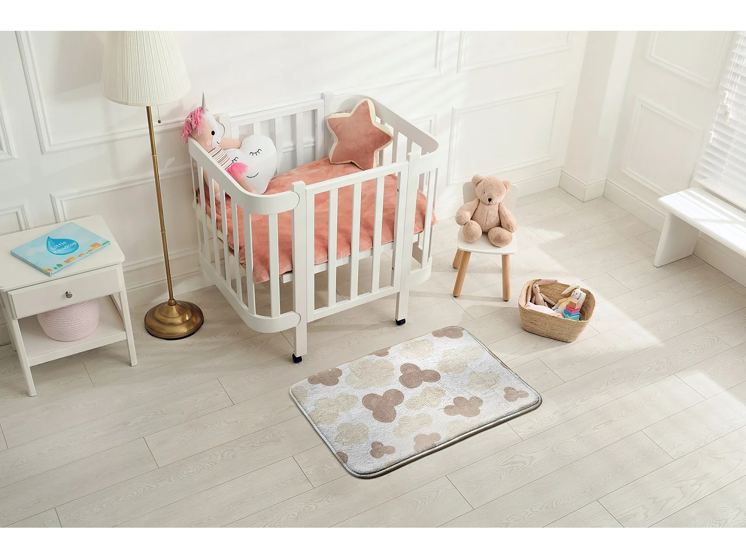 Tapis enfant, 75x45 cm Nuages ​​sur le papier peint Tapis enfant, pour une chambre d'enfant