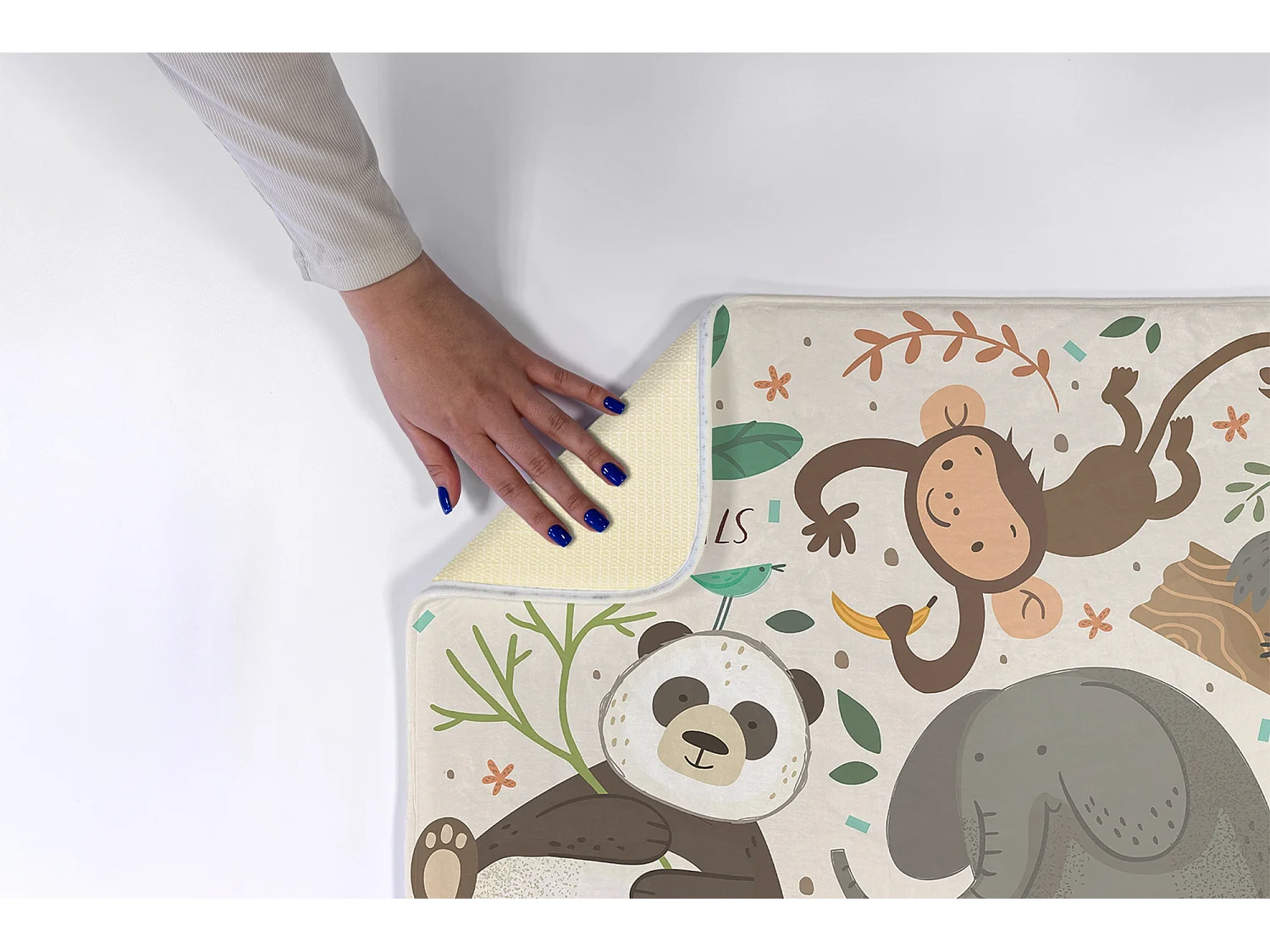 Tapis enfant, 90x60 cm Animaux de la jungle Tapis enfant, pour chambre d'enfant