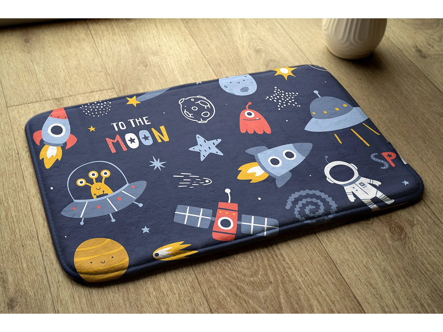 Tapis enfant, 75x45 cm Espace et fusées Tapis enfant, pour une chambre d'enfant