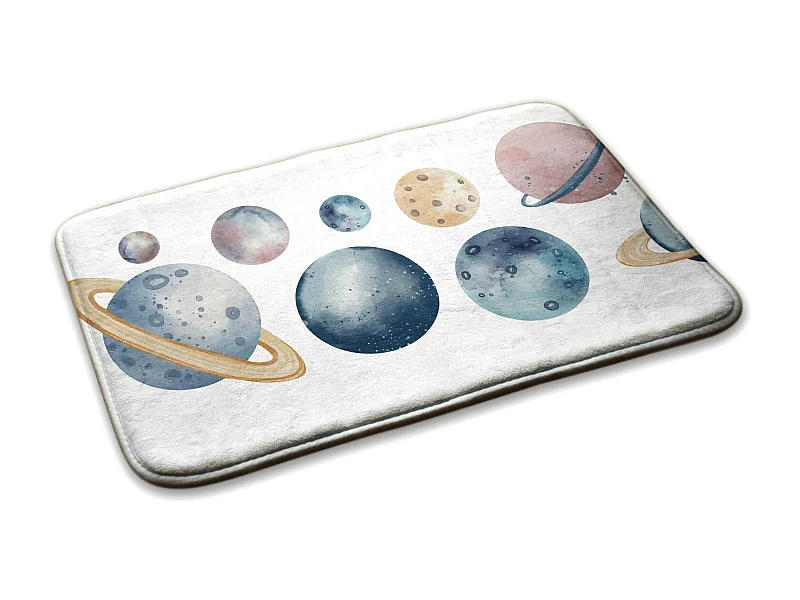 Kinderteppich, 90x60 cm Aquarell-Planeten Kinderteppich, für ein Kinderzimmer