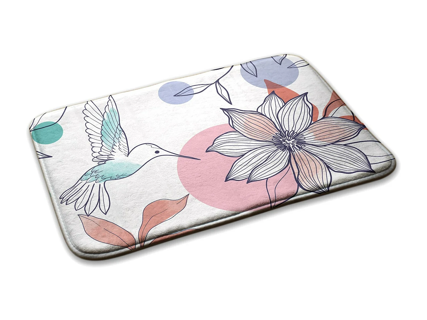 Tapis enfant, 90x60 cm Colibri et fleur Tapis enfant, pour chambre d'enfant