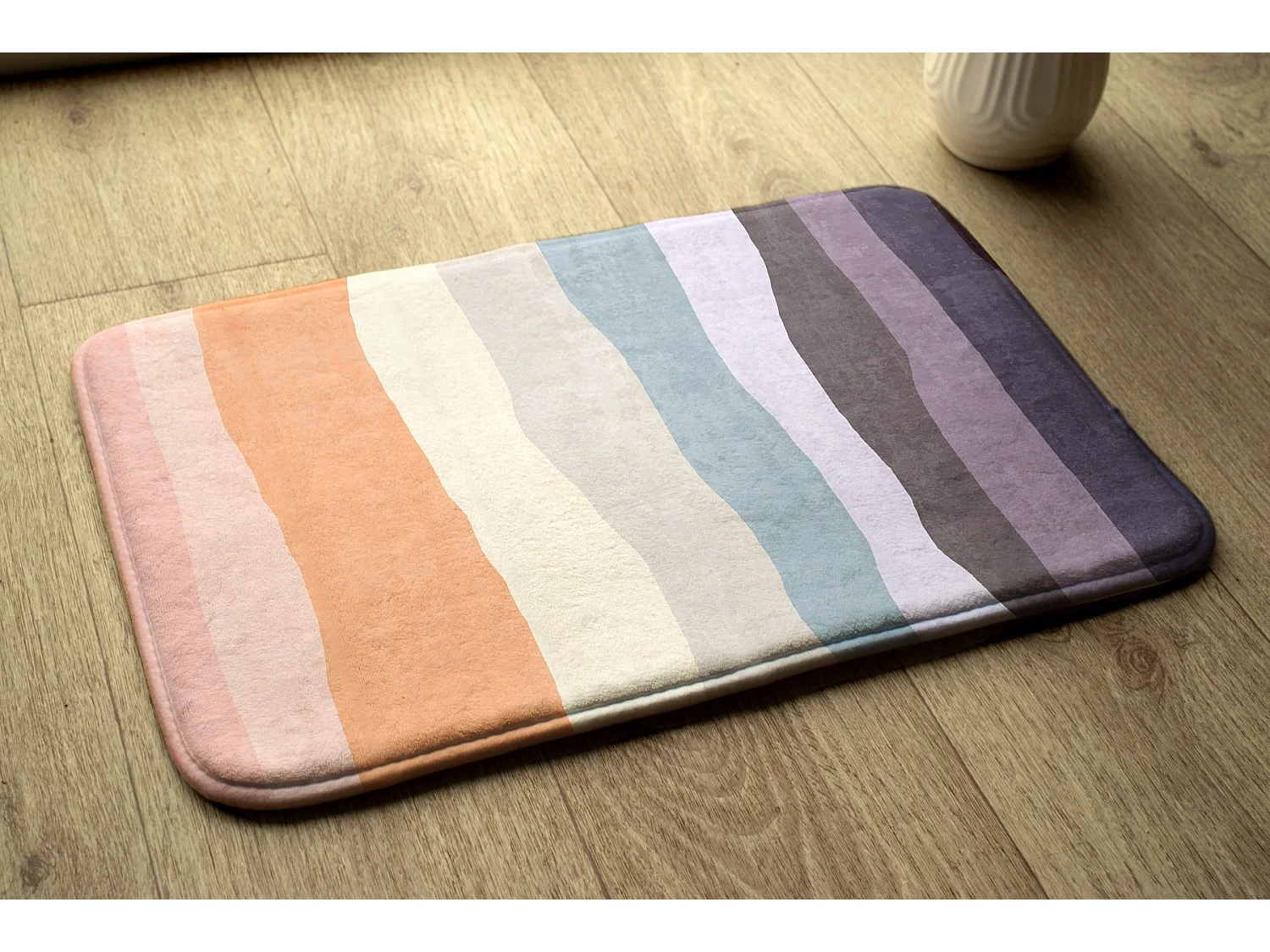 Tapis pour la chambre, 75x45 cm Rayures verticales colorées Tapis tendance pour la chambre ou le salon.