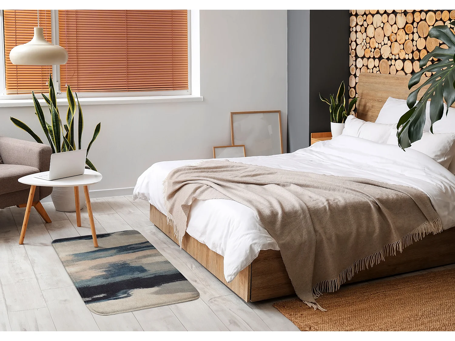 Tapis de chambre, 90x60 cm. Motif abstrait. Tapis tendance pour une chambre ou un salon.