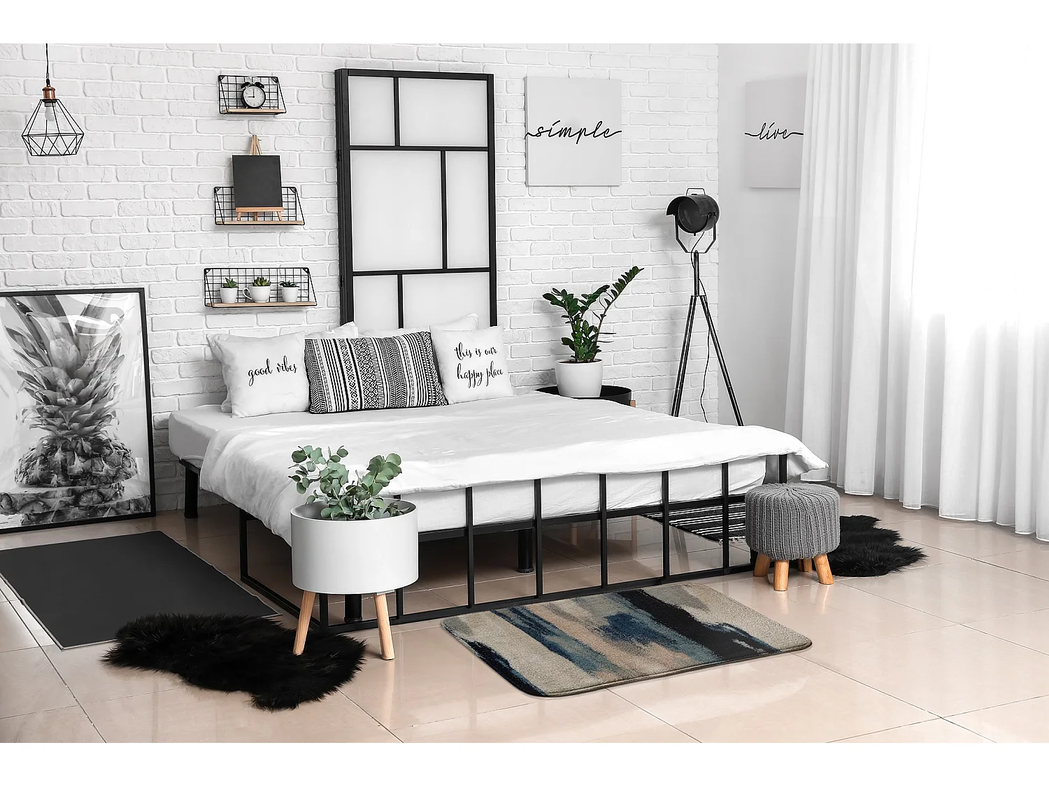 Tapis de chambre, 90x60 cm. Motif abstrait. Tapis tendance pour une chambre ou un salon.