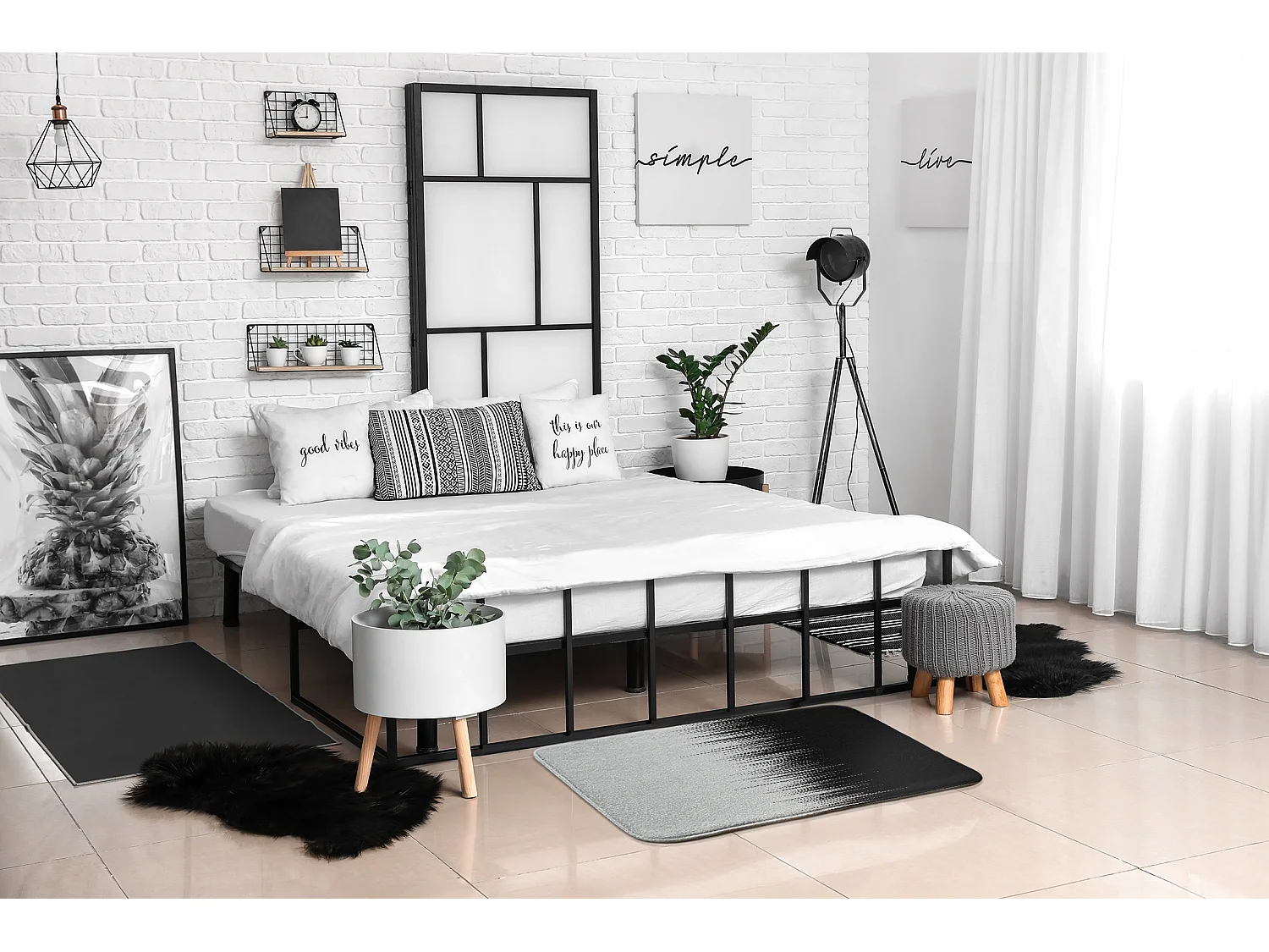 Tapis de chambre, 75x45 cm. Motif abstrait. Tapis tendance pour une chambre ou un salon.