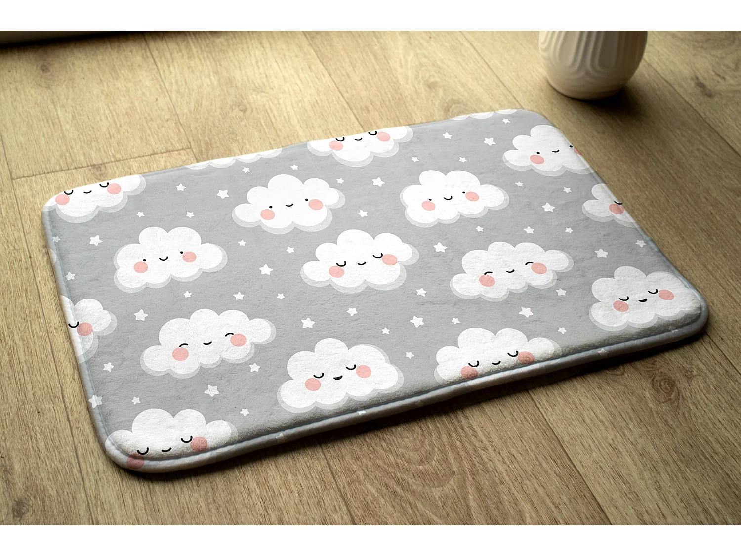 Tapis enfant, 90x60 cm Nuages ​​avec étoiles Tapis enfant, pour une chambre d'enfant