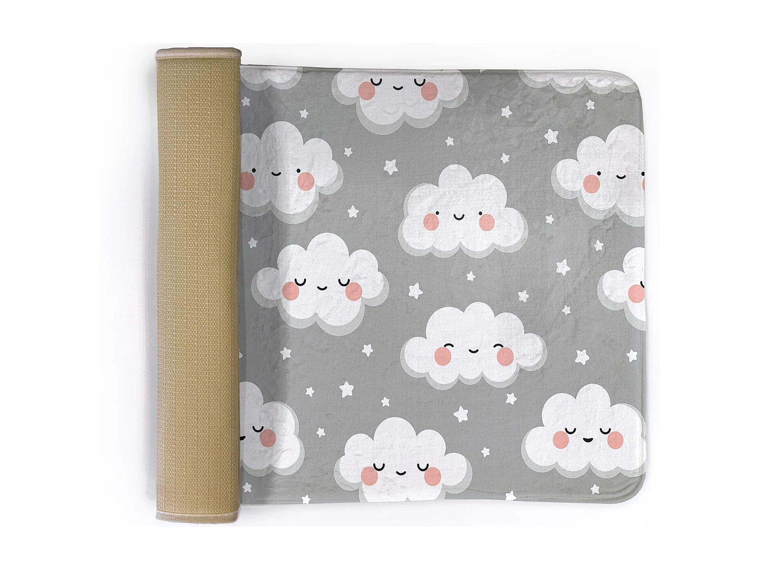 Tapis enfant, 90x60 cm Nuages ​​avec étoiles Tapis enfant, pour une chambre d'enfant