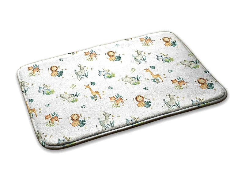 Tapis enfant, 75x45 cm Animaux de la jungle Tapis enfant, pour chambre d'enfant