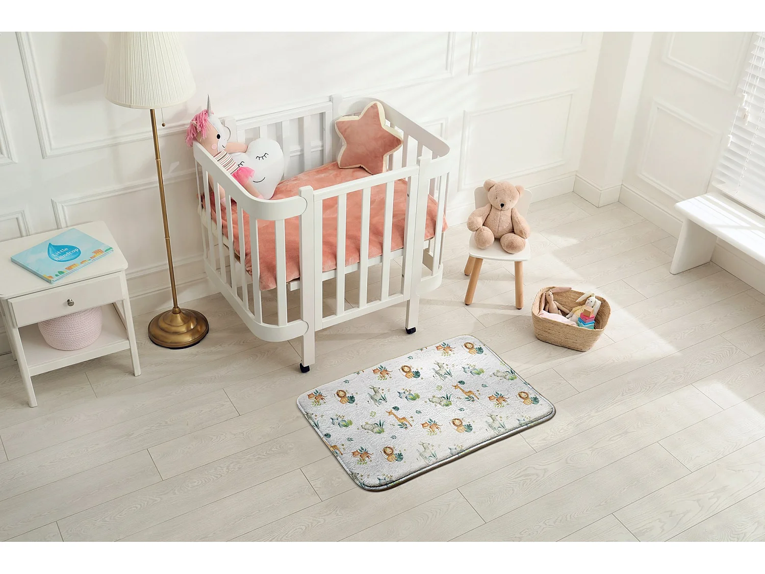 Tapis enfant, 75x45 cm Animaux de la jungle Tapis enfant, pour chambre d'enfant